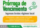 Prorrogan vencimiento del impuesto sobre los ingresos brutos régimen local.