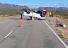 Impactante vuelco en cercanías al Parque Eólico.