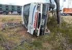 Ambulancia de la empresa San Nicolás protagonizó un vuelco por ruta N°141.