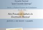 Comunicado de la Escuela Normal por la Acto de Promesa de Lealtad