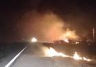 Punta de Los Llanos: Incendio de pastizales por Ruta Nacional 38