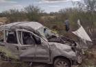 Vuelco en cercanías a Patquía: daños totales y una familia ilesa