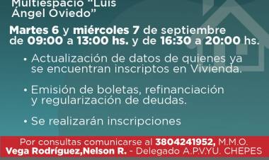 Chepes: Abordaje territorial del Instituto de Vivienda para este 6 y 7 de septiembre.