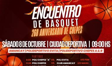 Chepes: Encuentro de Básquet en el 268° Aniversario nuestra Ciudad.