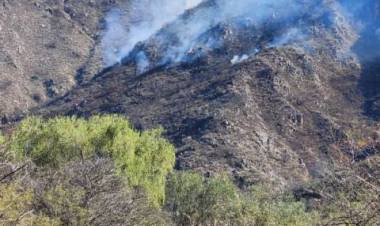 Muy difícil para los bomberos: Producto de un rayo, continua el incendio en el cerro de Villa Chepes.