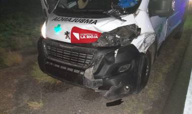 Chepes: Una ambulancia colisionó contra un animal vacuno sobre Ruta 38.