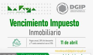 DGIP Comunica nueva próroga del vencimiento del impuesto inmobiliario.