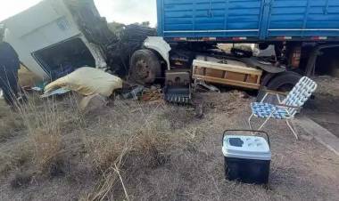 Chepes: volcó un camión en cercanía de Desiderio Tello