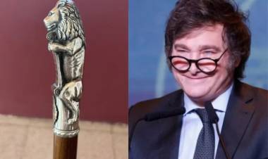 Con un león: es santafecino y le ofreció a Javier Milei un especial bastón presidencial
