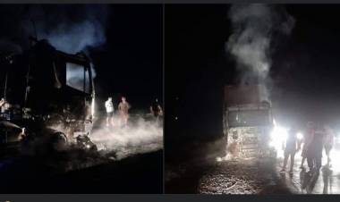 Tucumán: Un camión conducido por un riojano se incendió en Ruta 157