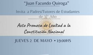 Comunicado de la Escuela Normal por la Acto de Promesa de Lealtad
