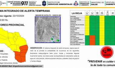 Rige una alerta por tormentas fuertes en los departamentos del sur de la provincia