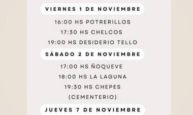 Chepes: Actualización de las fechas para la conmemoración de los Fieles Difuntos