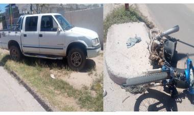 Chepes: Choque entre camioneta y moto sobre Av. Belgrano Sur