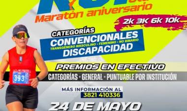 Se viene la 6º edición de la Maratón Aniversario del Departamento Rosario Vera Peñaloza