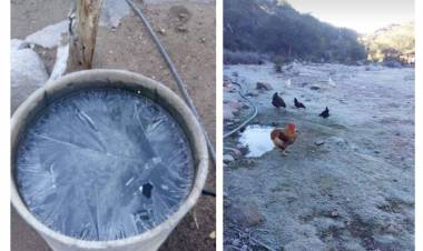Chepes amaneció bajo cero: autos, reservorios congelados y nieve en zonas serranas