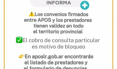 Importante: Cobro de consulta particular a afiliados de APOS en el interior
