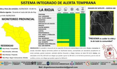 La Rioja en alerta por fuertes vientos, lluvias y tormentas de variad intensidad