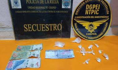 Demoran a un joven con cocaína en Chepes y queda sujeto a causa federal