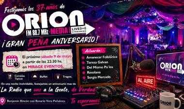 Celebramos a lo grande: ORION FM cumple 37 años y lo festeja con una noche histórica