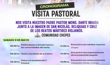 Monseñor Dante Braida realizará una intensa visita pastoral en Chepes y localidades de la región