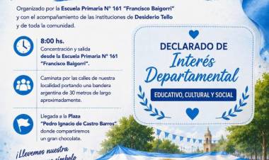 Declaran de Interés Departamental al Banderazo Comunitario de Desiderio Tello
