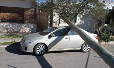 Olta: un poste cayó sobre un auto por el fuerte viento y ya contabilizan entre 10 y 15 estructuras derribadas