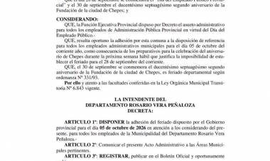 Feriado para los empleados municipales de Chepes
