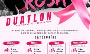 Octubre Rosa: invitan a participar de un duatlón recreativo en Plaza Eva Perón