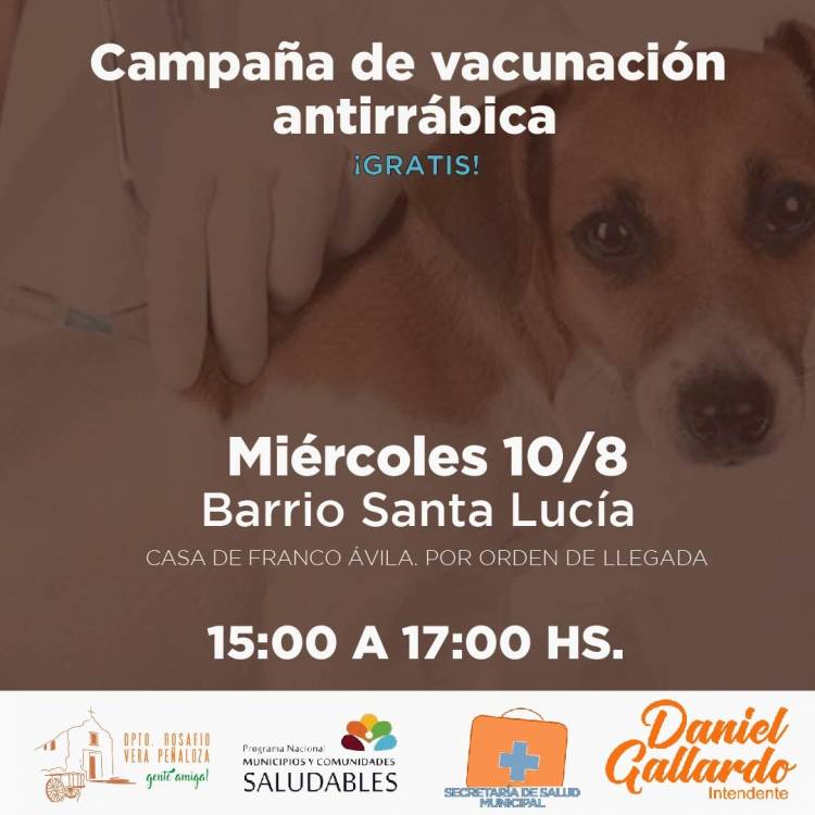 Chepes: Vacunación antirrábica en Barrio Santa Lucía.