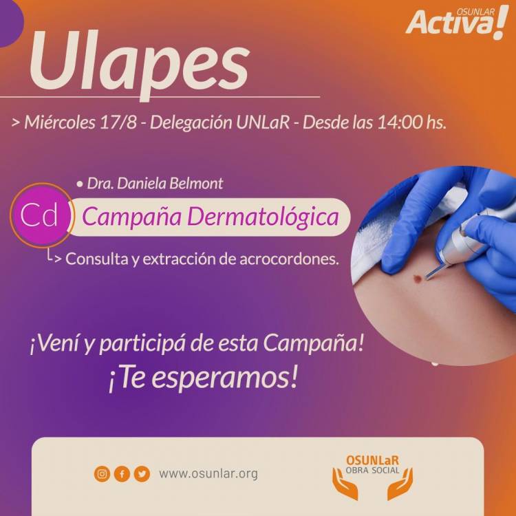 OSUNLaR: Campaña Dermatológica en Chepes, Ulapes y Olta.
