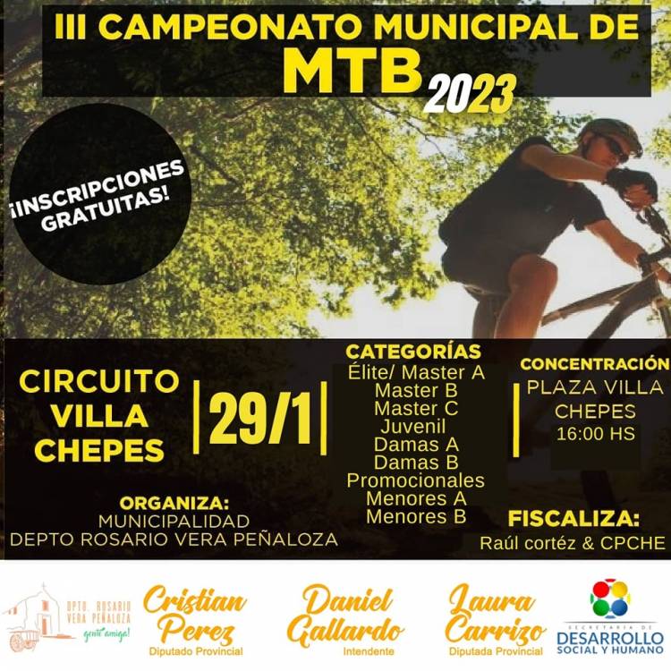 Chepes: 3º edición del Campeonato de Mountain Bike (MTB) en Villa Chepes.
