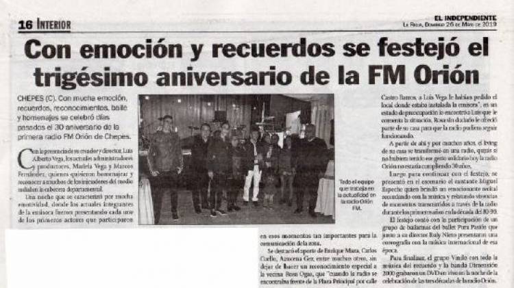 Con emoción y recuerdos se festejó el trigésimo aniversario de la FM Orión.