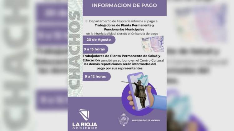 Información de pago sobre los Chachos