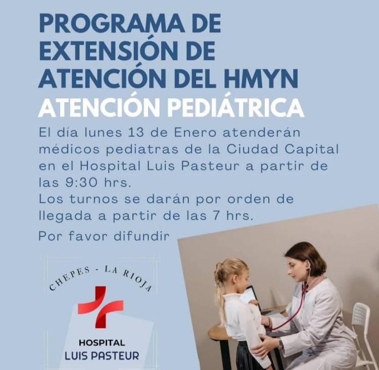 Chepes. Medicos pediatras de capital, llegan al hospital Luis Pasteur