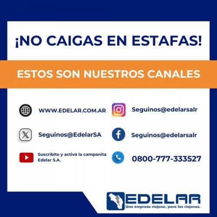 EDELAR: Advierten desde la empresa sobre estafas por WhatsApp y Mensajes