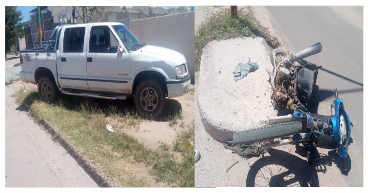 Chepes: Choque entre camioneta y moto sobre Av. Belgrano Sur