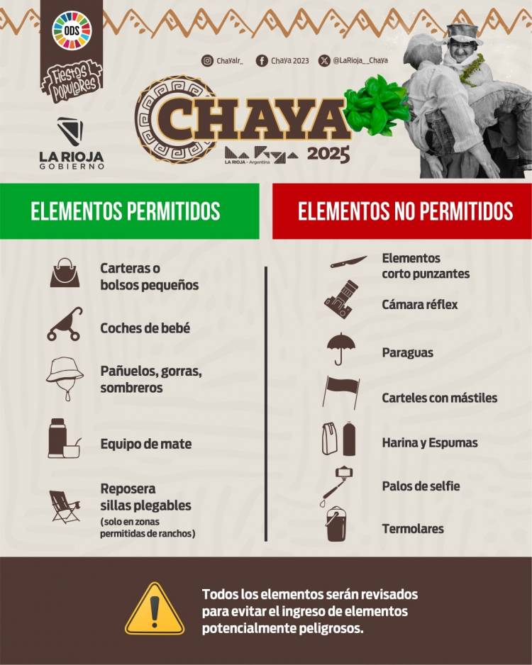 Chaya 2025: ¿Qué elementos se pueden ingresar al predio?