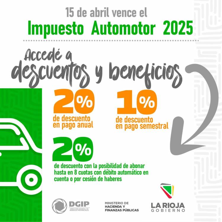 Anuncian vencimientos y descuentos para el pago del Inmobiliario y Automotor 2025