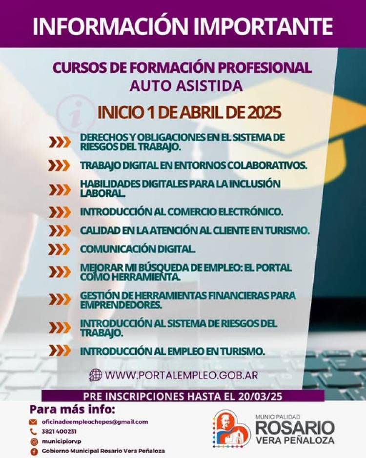 ¡Inscripciones abiertas! a los Cursos de Formación Profesional Autoasistida 