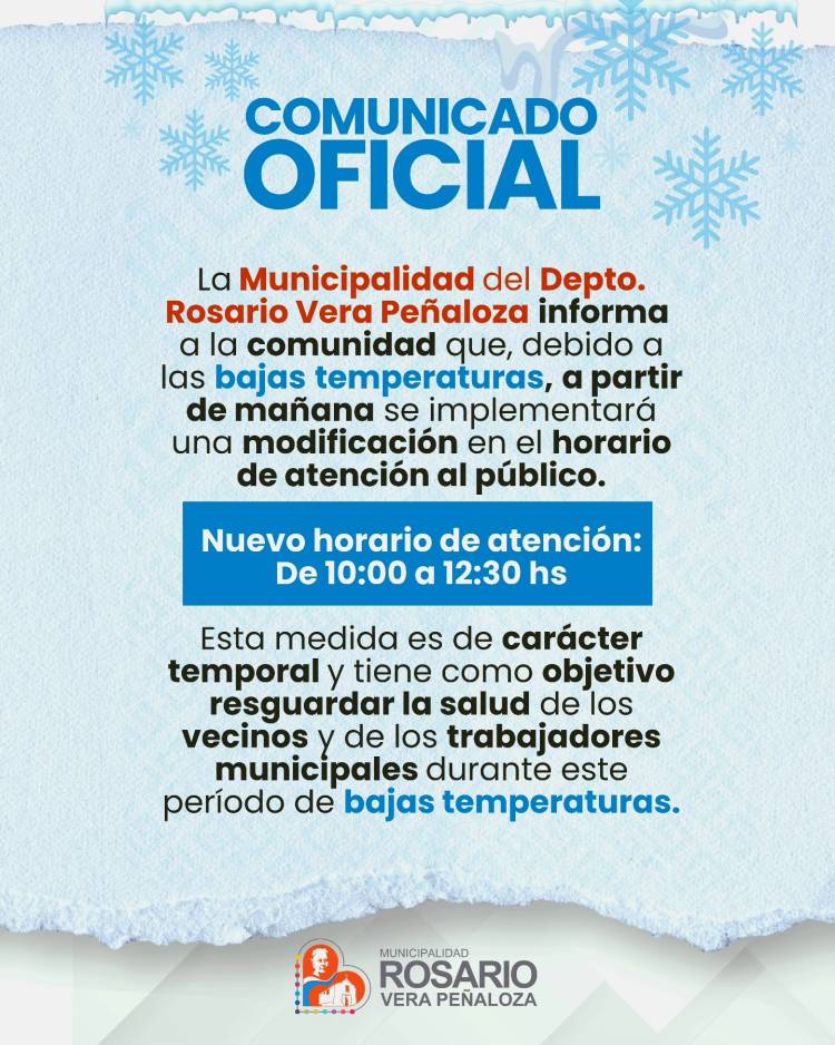 Comunicado oficial: atención vecinos, el municipio informa sobre nuevos horarios de atención
