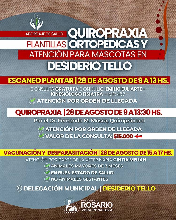 Desiderio Tello: llegan servicios de salud para vecinos y mascotas el próximo jueves