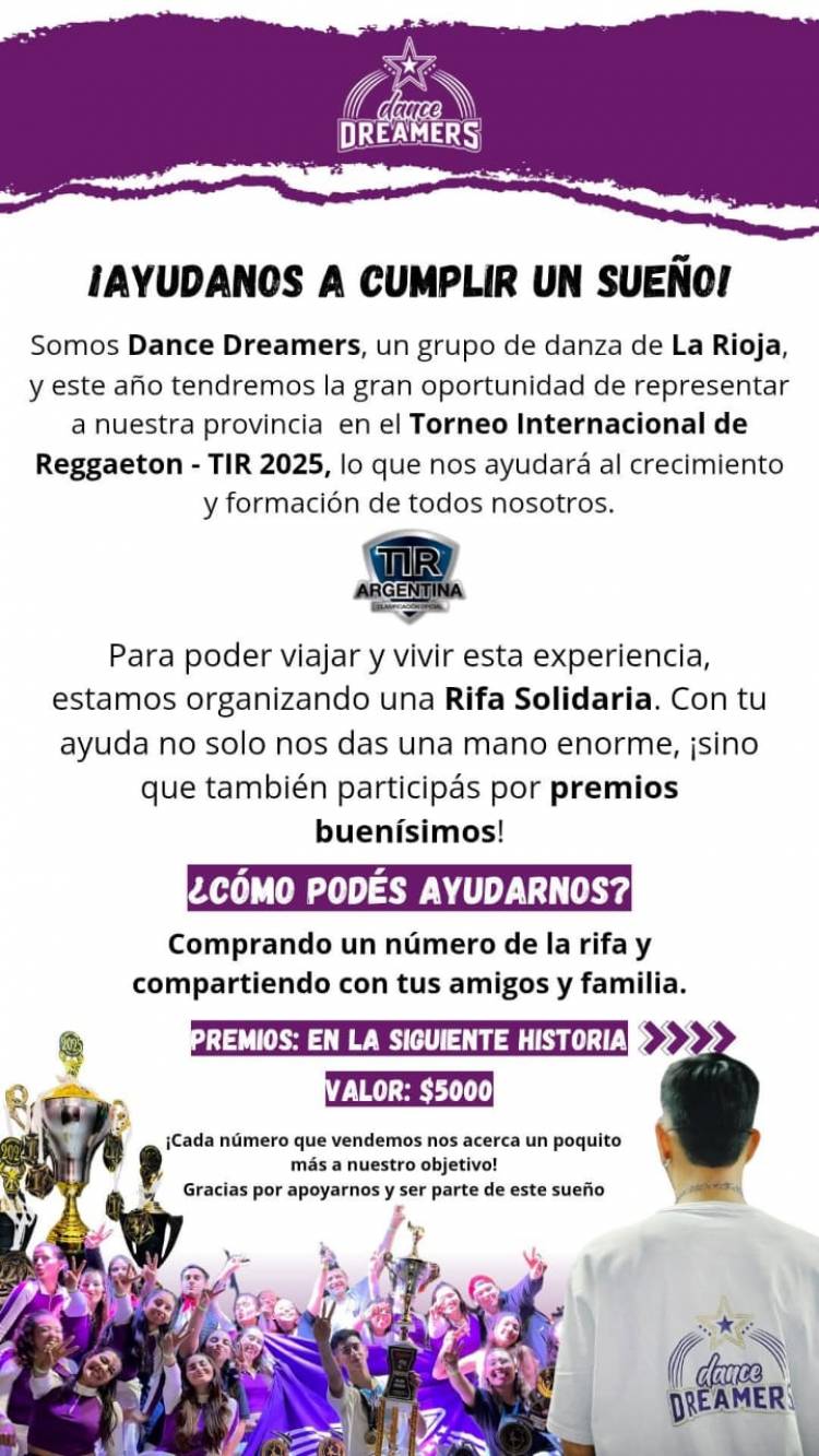 Chepes: Bailarín organiza una rifa para poder capacitarse en Buenos Aires