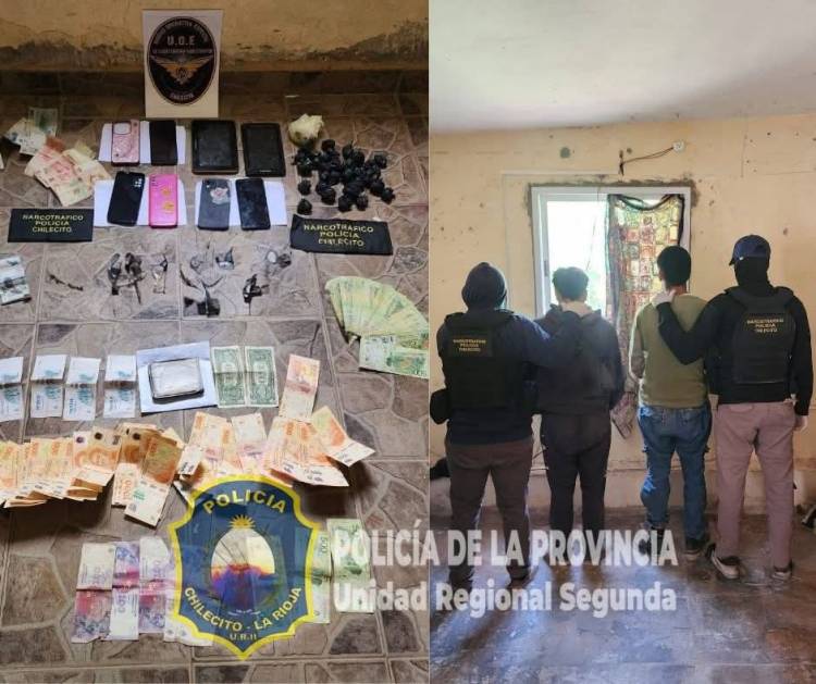 Incautan drogas, dinero y dos jóvenes están detenidos