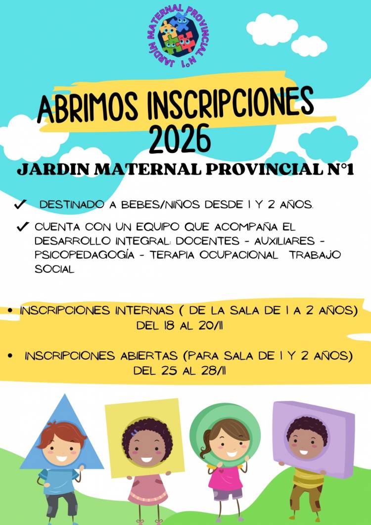 El Jardín Maternal abrió las inscripciones para el ciclo lectivo 2026