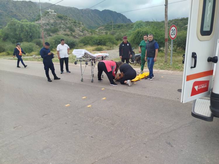 Motociclista chocó contra un perro y terminó hospitalizado en Malanzán