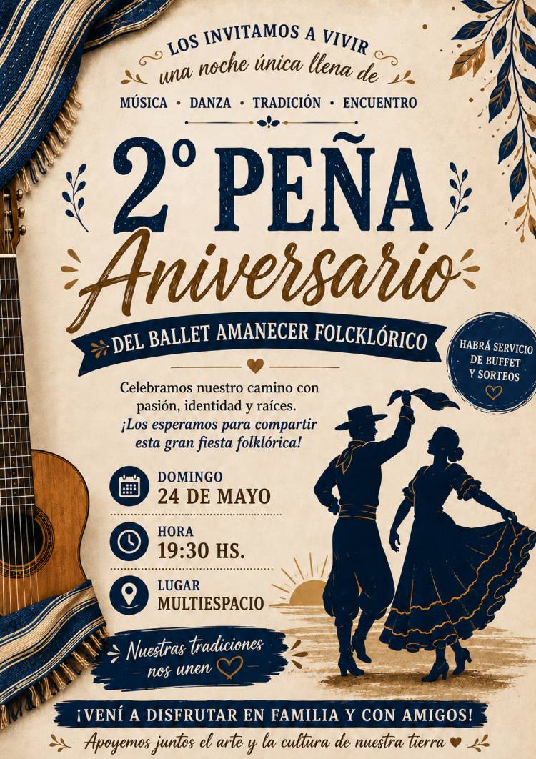 Esperado: El Ballet Amanecer Folclórico celebra su 2° Peña Aniversario con música, danza y tradición