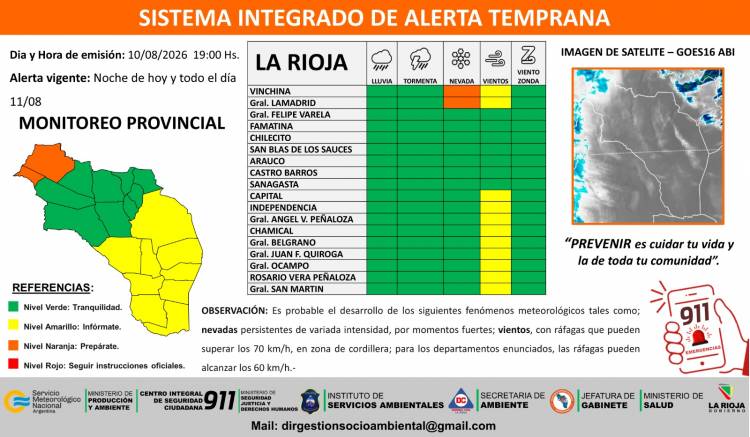 Difunden alerta preventivo por vientos y nevadas