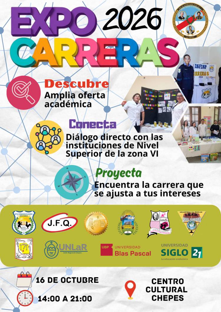 Chepes se prepara para la Expo Carreras 2026: ocho instituciones presentarán sus propuestas educativas