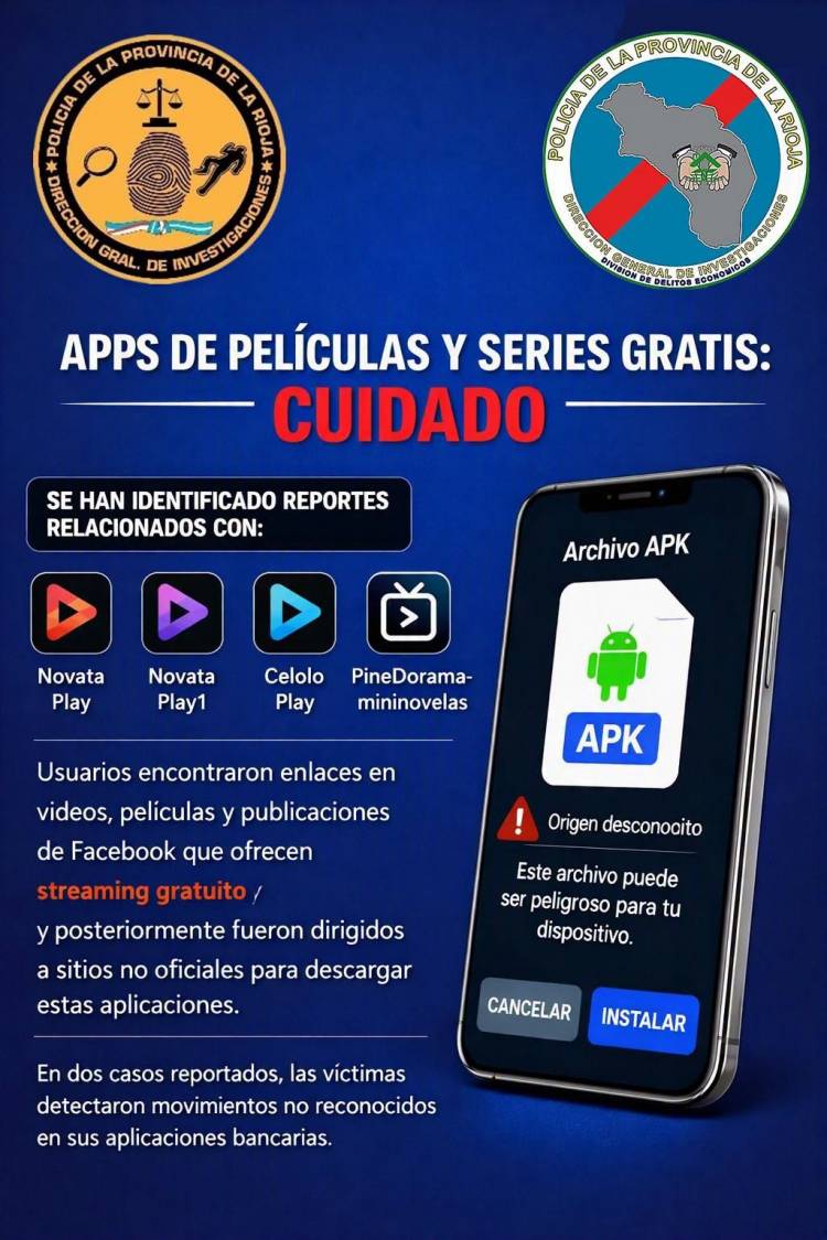 La Policía de La Rioja advierte sobre los riesgos de las aplicaciones gratuitas de películas y series